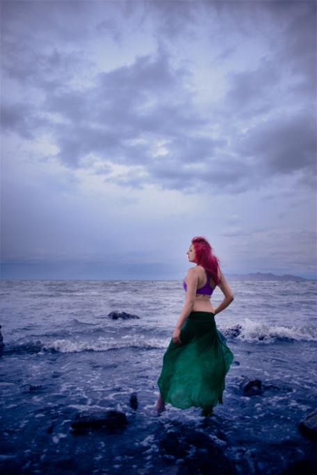Little Mermaid, Fairytales, romance, salt lake, seas, princess, pink hair, alternative beauty, Ariel, sexy mermaid, stormy weather, lake, Tooele photographer, utah glamour